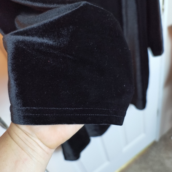 Lily Firmiana Sz 4X  Black Velvet Gothic Vneck tunic top Stretchy - Picture 3 of 7